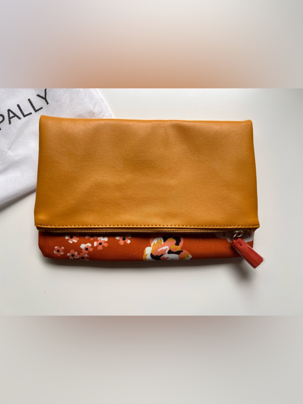 Rachel Pally Mustard and Rust Floral Fold-Over Clutch